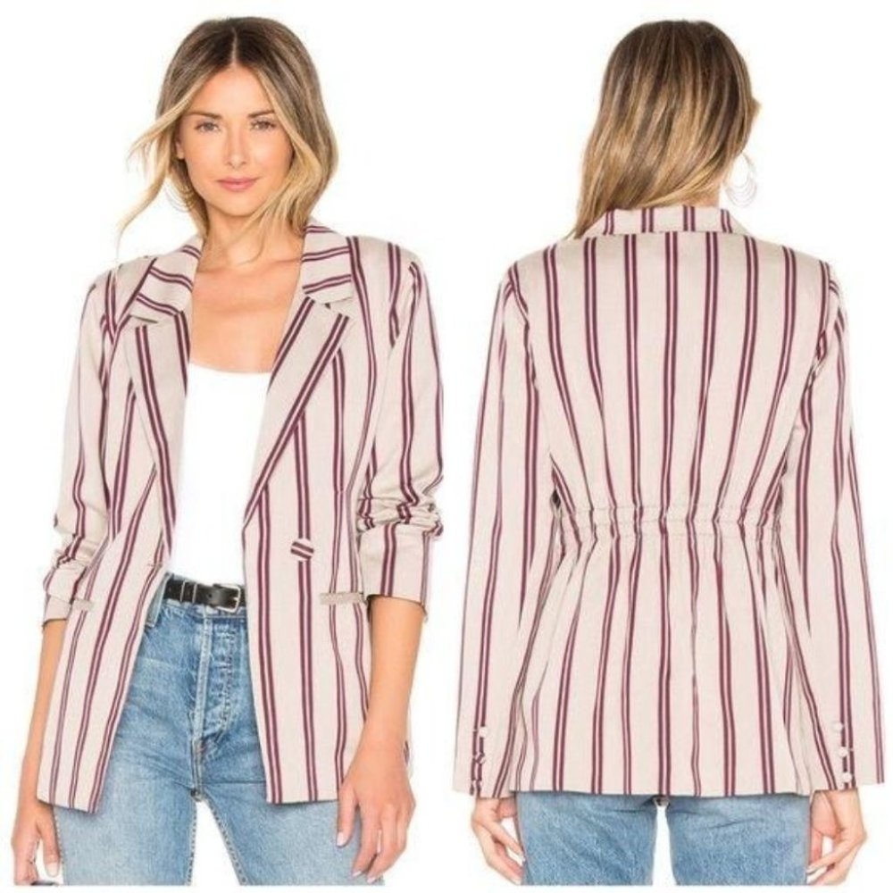 L’Academie The Sophia Blazer Ivory Derby Pin Stripe Size Small NWT Single Button